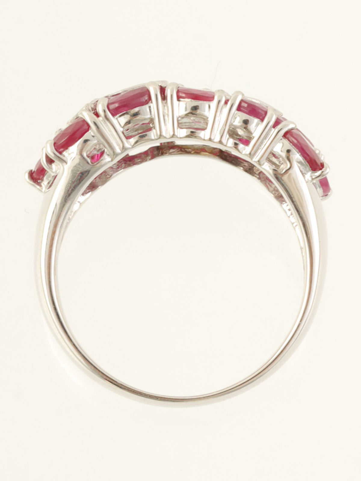 18K红宝石钻石戒指，粉色/银色