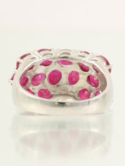 18K红宝石钻石戒指，粉色/银色