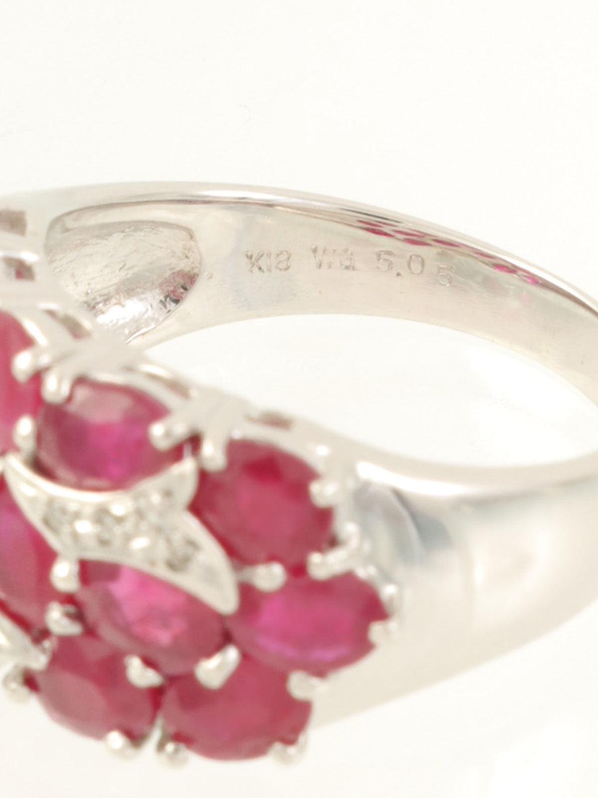 18K红宝石钻石戒指，粉色/银色