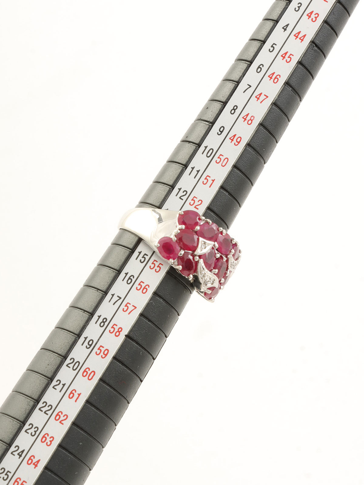 18K红宝石钻石戒指，粉色/银色