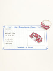 18K红宝石钻石戒指，粉色/银色