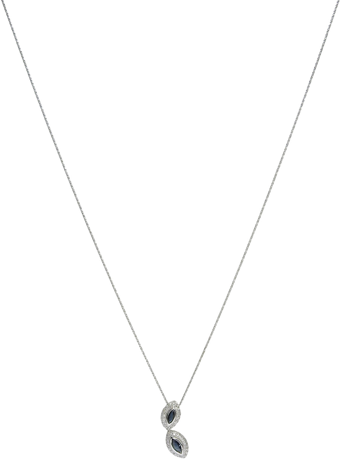 18Kダイヤモンドサファイアデザインネックレス シルバー/ブルー