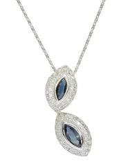 18Kダイヤモンドサファイアデザインネックレス シルバー/ブルー