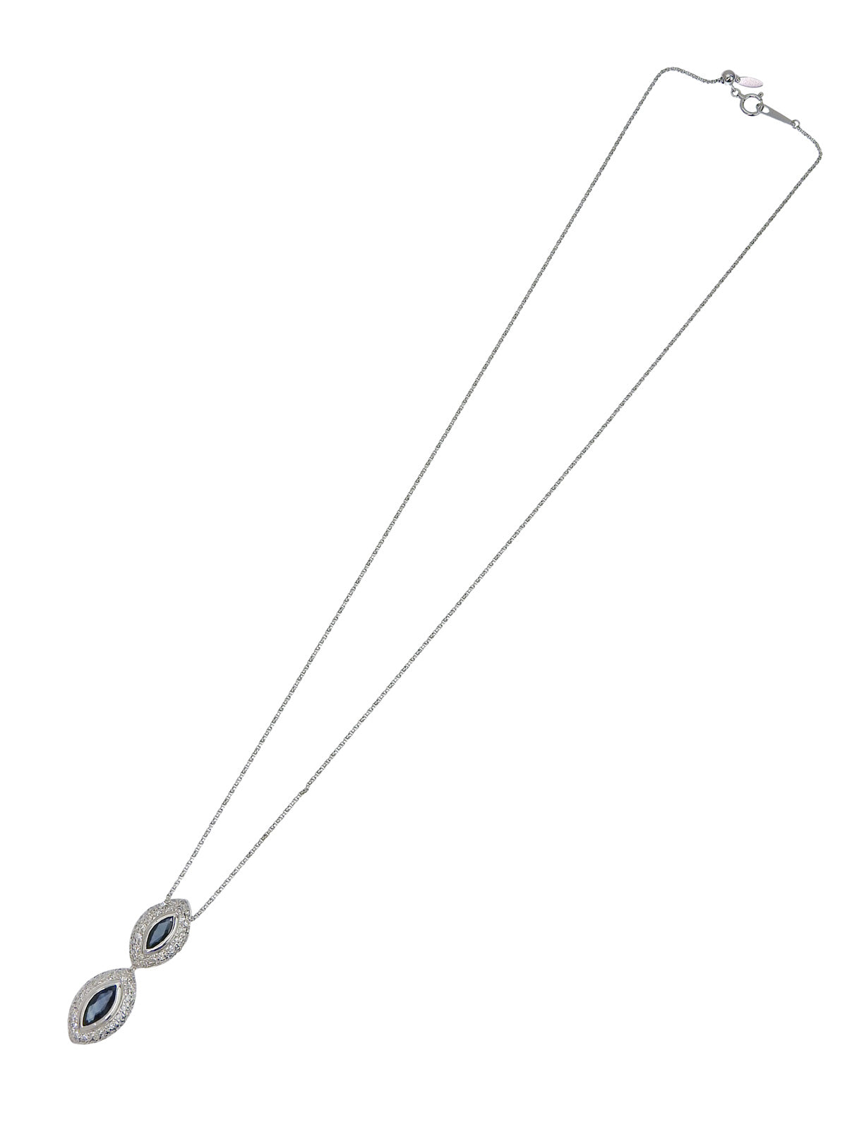 18Kダイヤモンドサファイアデザインネックレス シルバー/ブルー