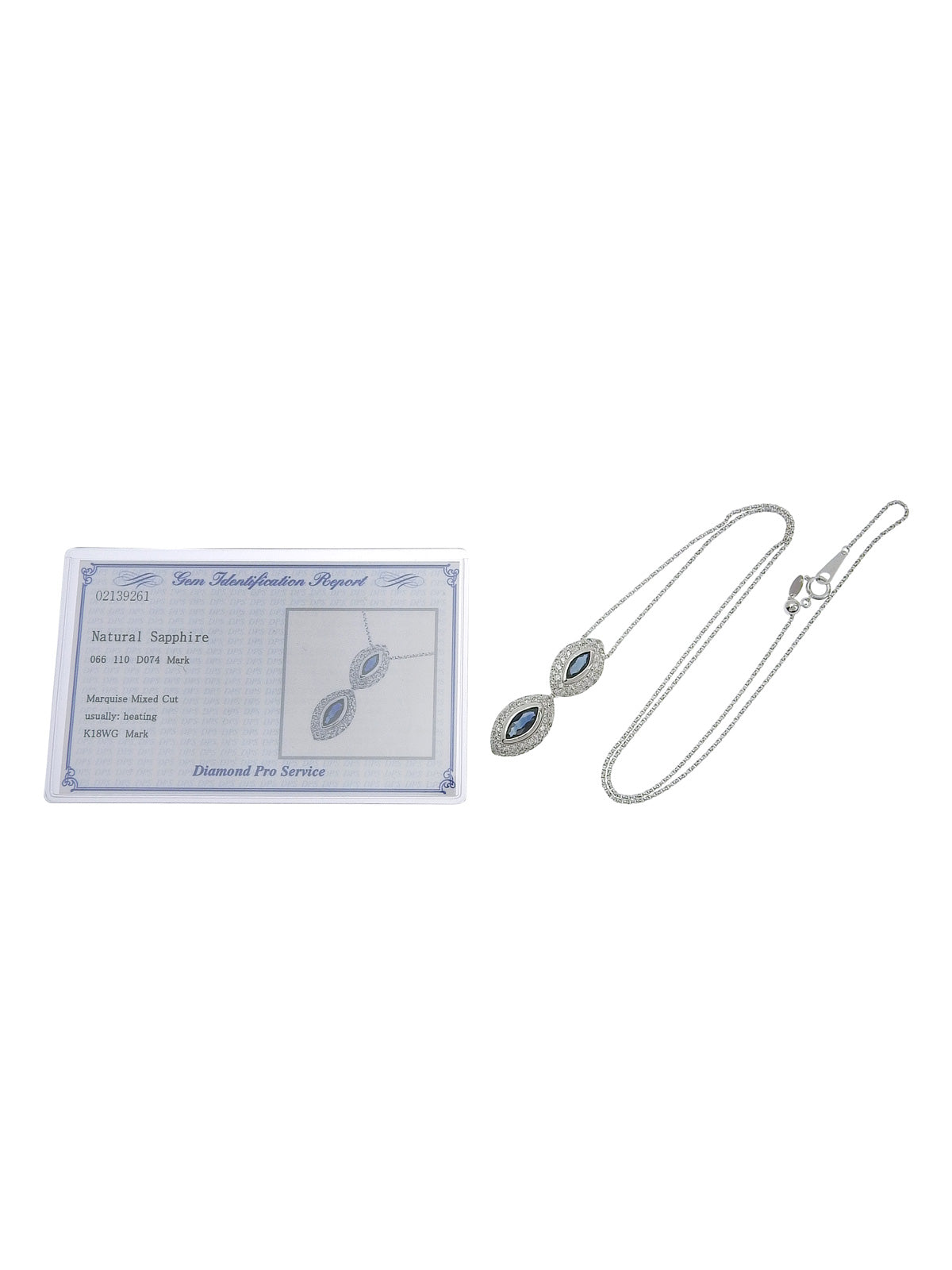 18K Diamond and Sapphire Design Necklace, Silver/Blue