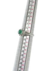 Platinum Emerald Diamond Design Ring #51.5 Silver