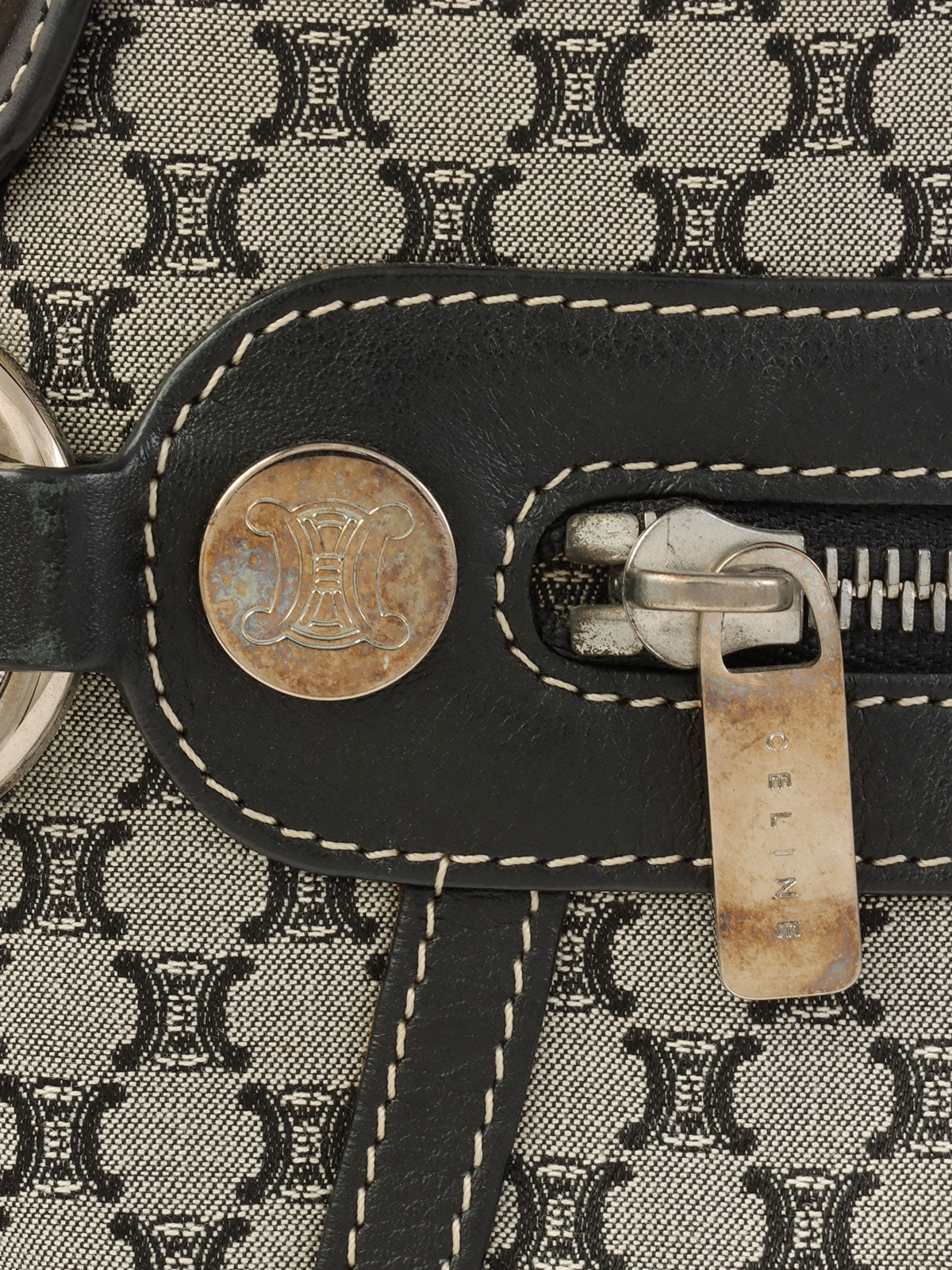 マカダムパターンワンショルダーバッグ グレー/ネイビー