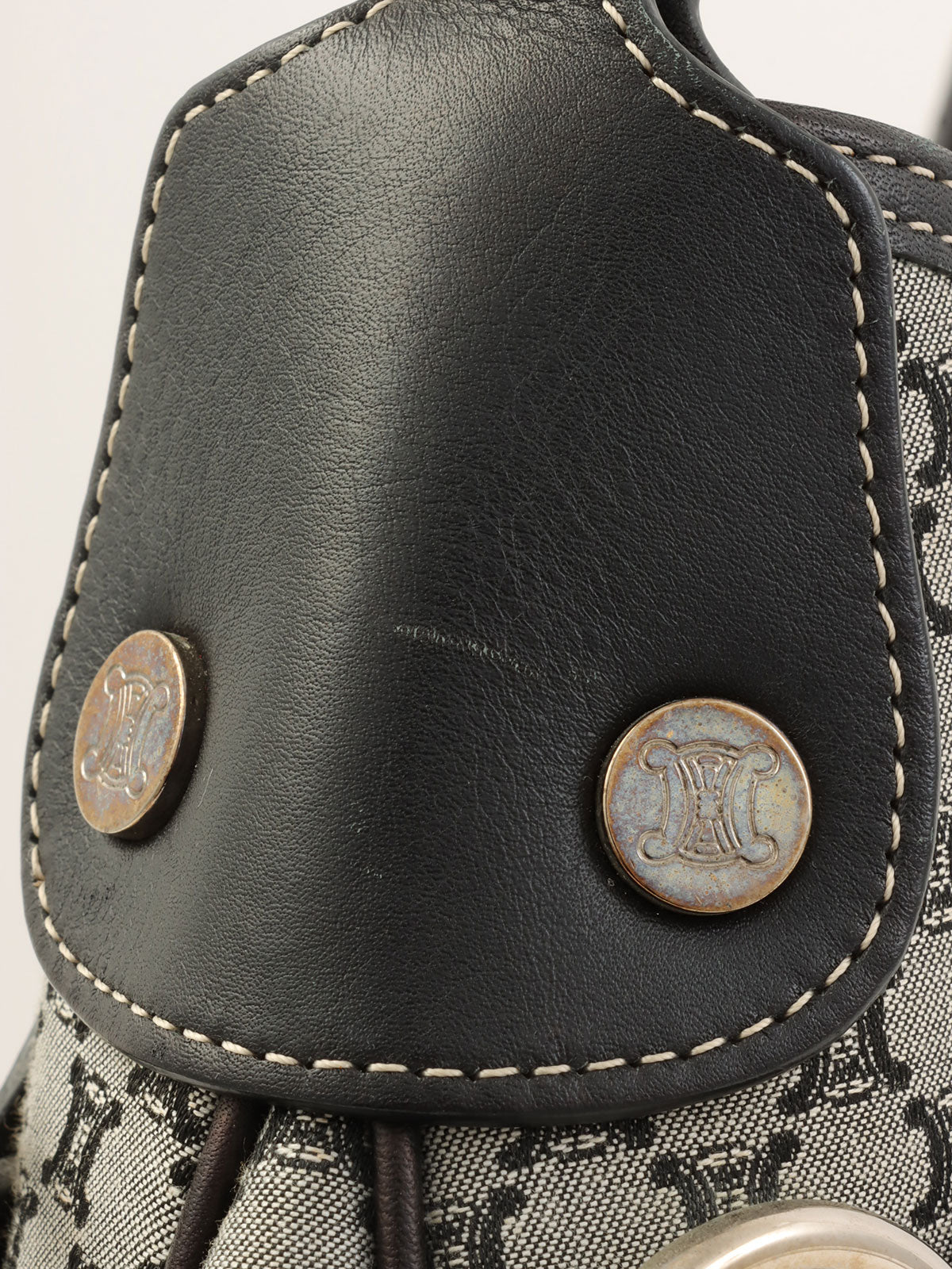 マカダムパターンワンショルダーバッグ グレー/ネイビー