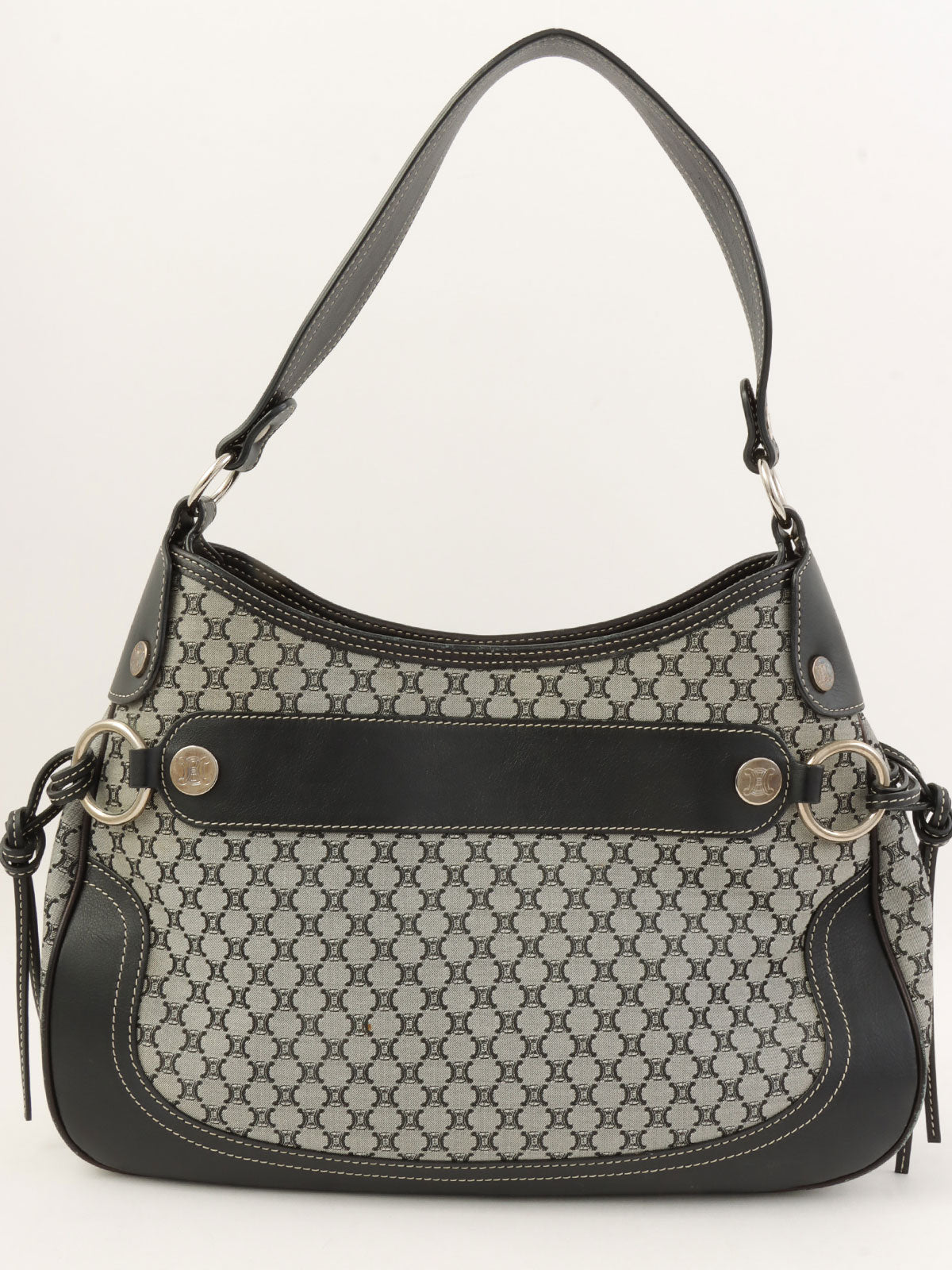 マカダムパターンワンショルダーバッグ グレー/ネイビー