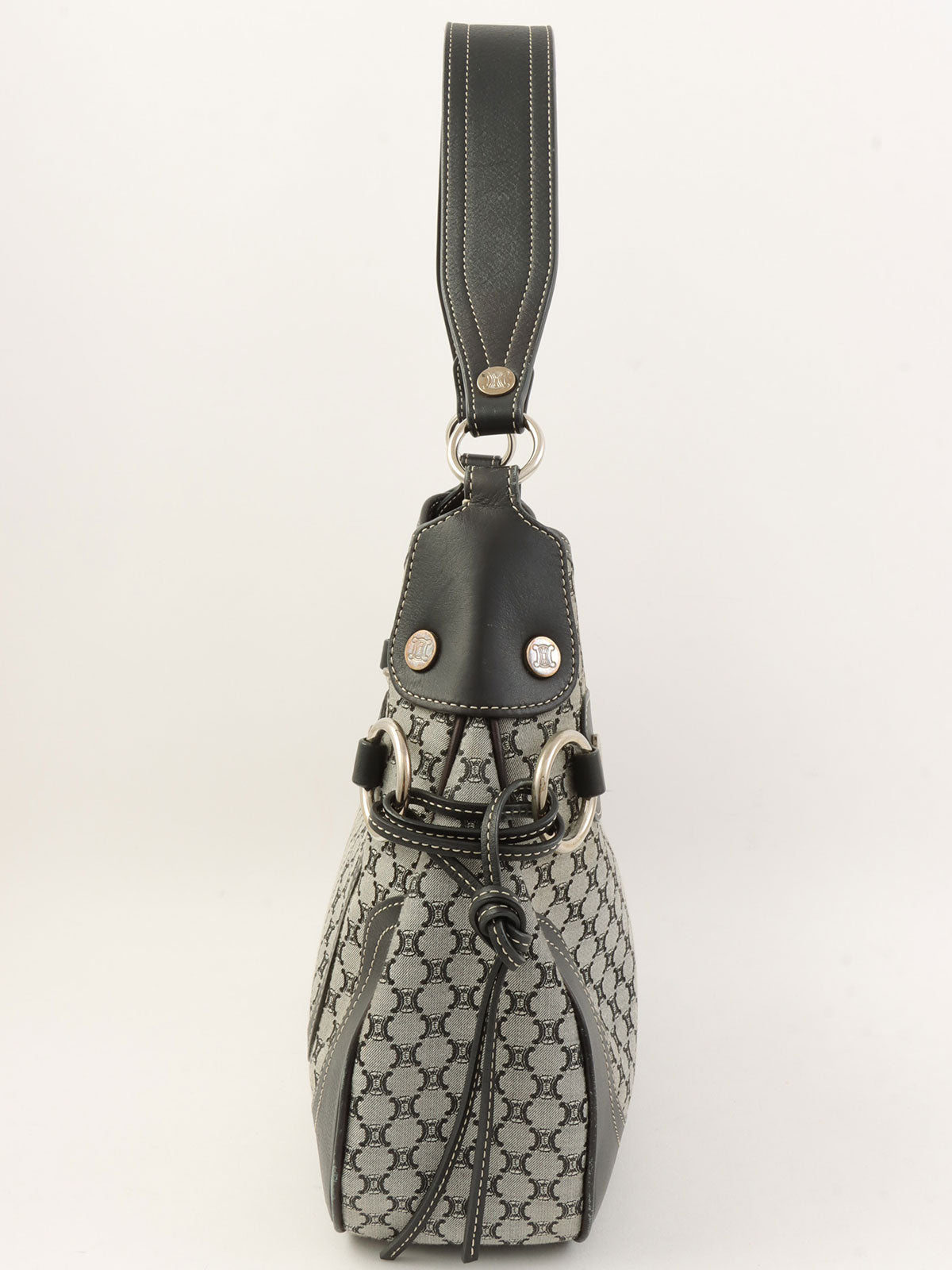 マカダムパターンワンショルダーバッグ グレー/ネイビー