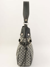 マカダムパターンワンショルダーバッグ グレー/ネイビー