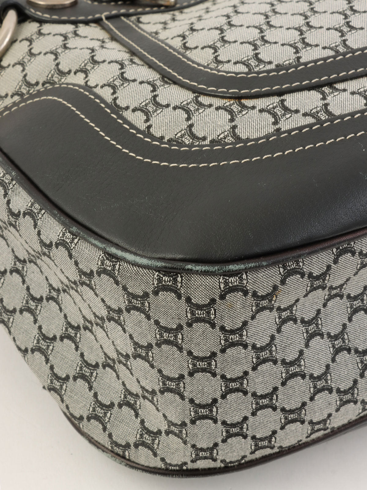 マカダムパターンワンショルダーバッグ グレー/ネイビー