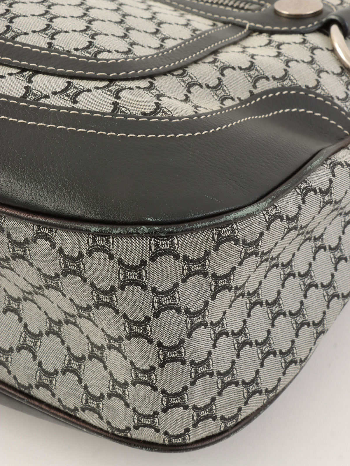 マカダムパターンワンショルダーバッグ グレー/ネイビー