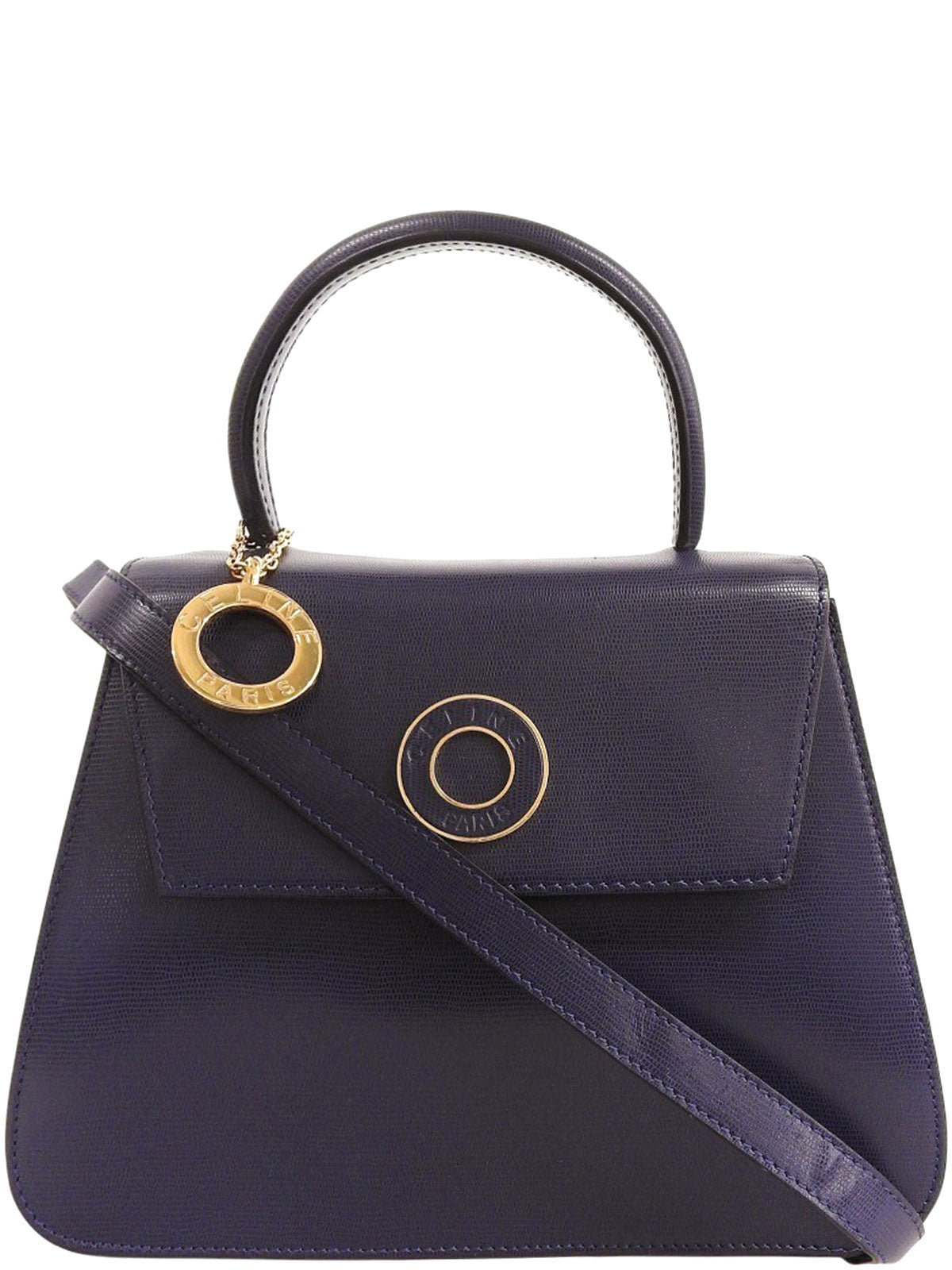 Circle logo plate handbag in blue