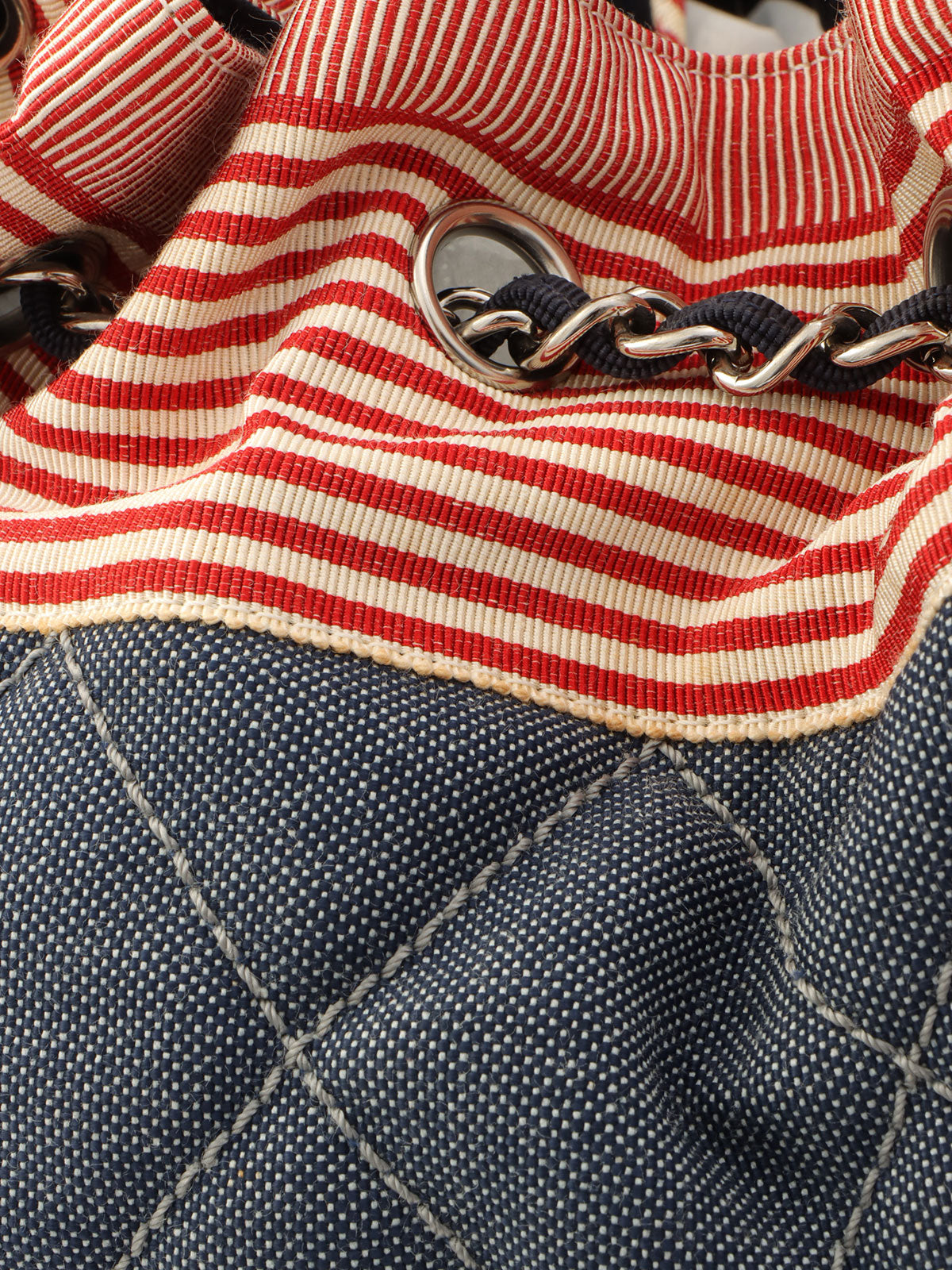 Circa 2009 Coco Cabas Chain Tote Bag Indigo/Red