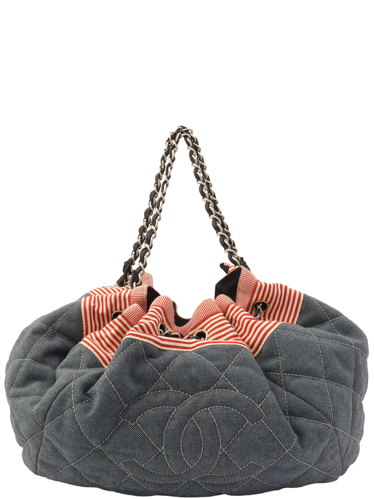 Circa 2009 Coco Cabas Chain Tote Bag Indigo/Red
