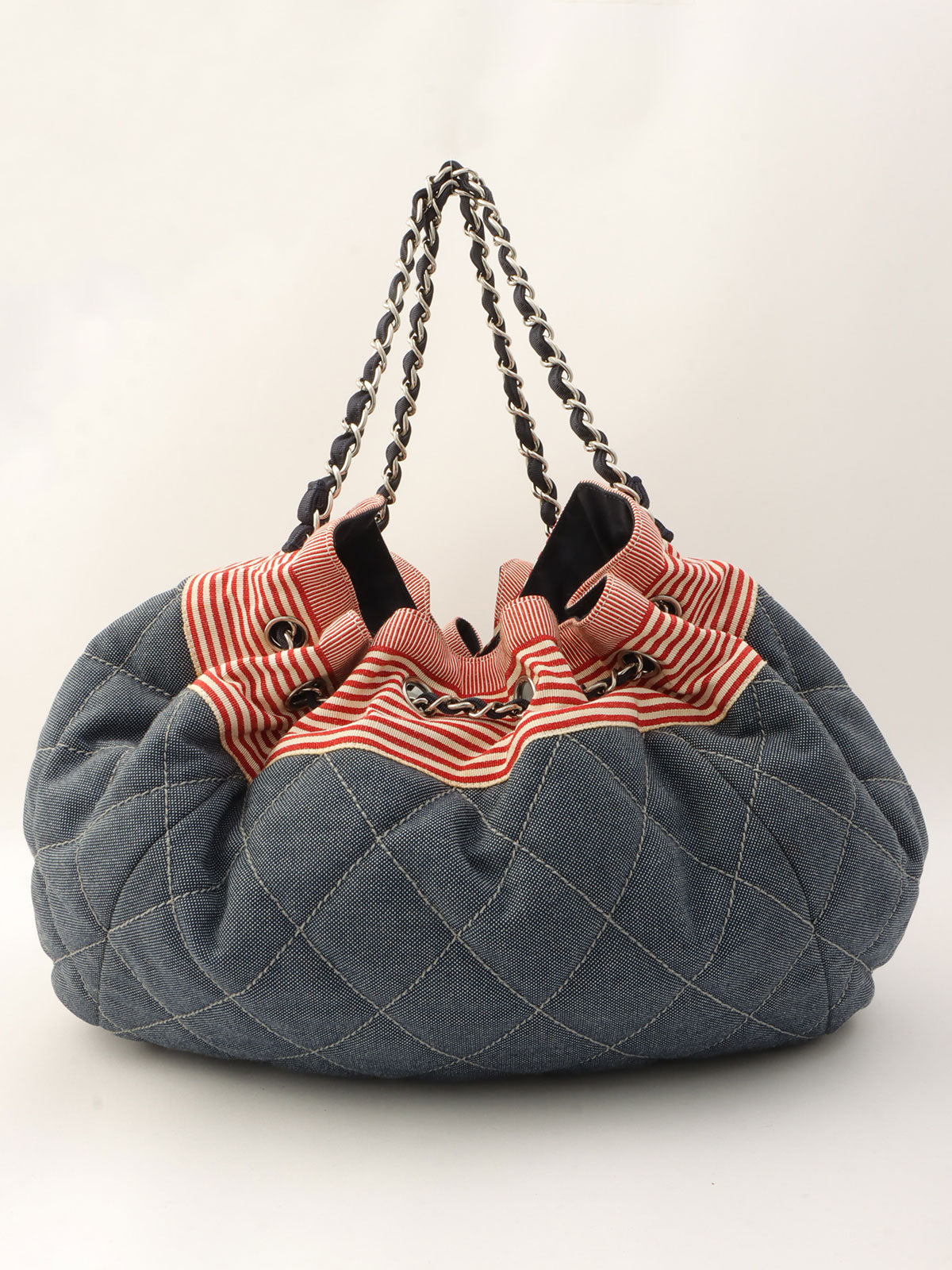 Circa 2009 Coco Cabas Chain Tote Bag Indigo/Red