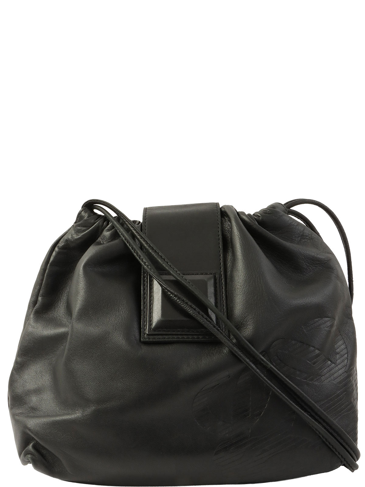 アナグラムエンボス巾着ショルダーバッグ ブラック