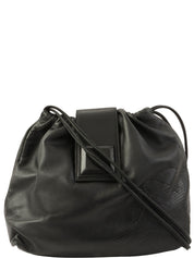 アナグラムエンボス巾着ショルダーバッグ ブラック