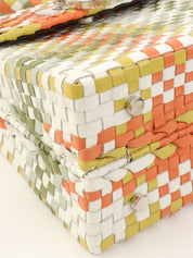 Intrecciato Gancini 橙色/绿色/多色盘形手提包