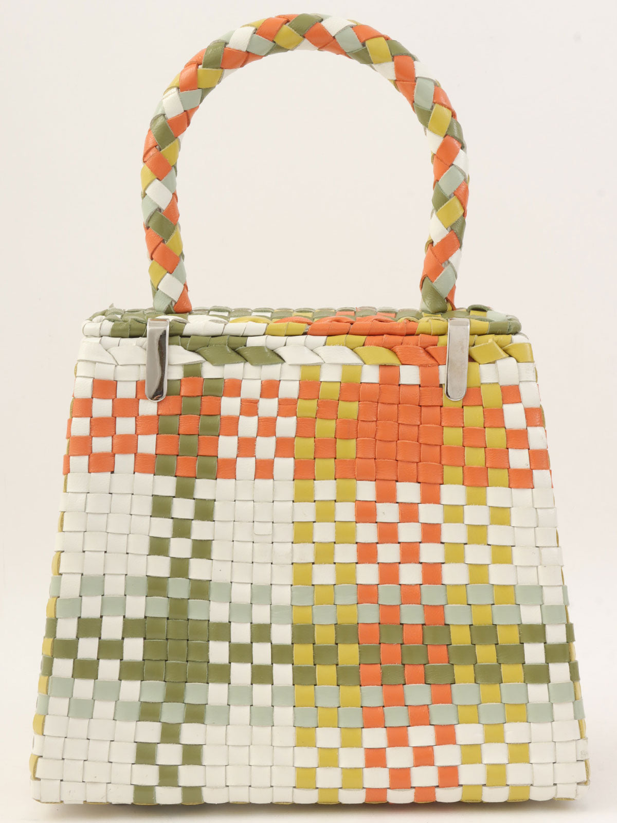 Intrecciato Gancini 橙色/绿色/多色盘形手提包