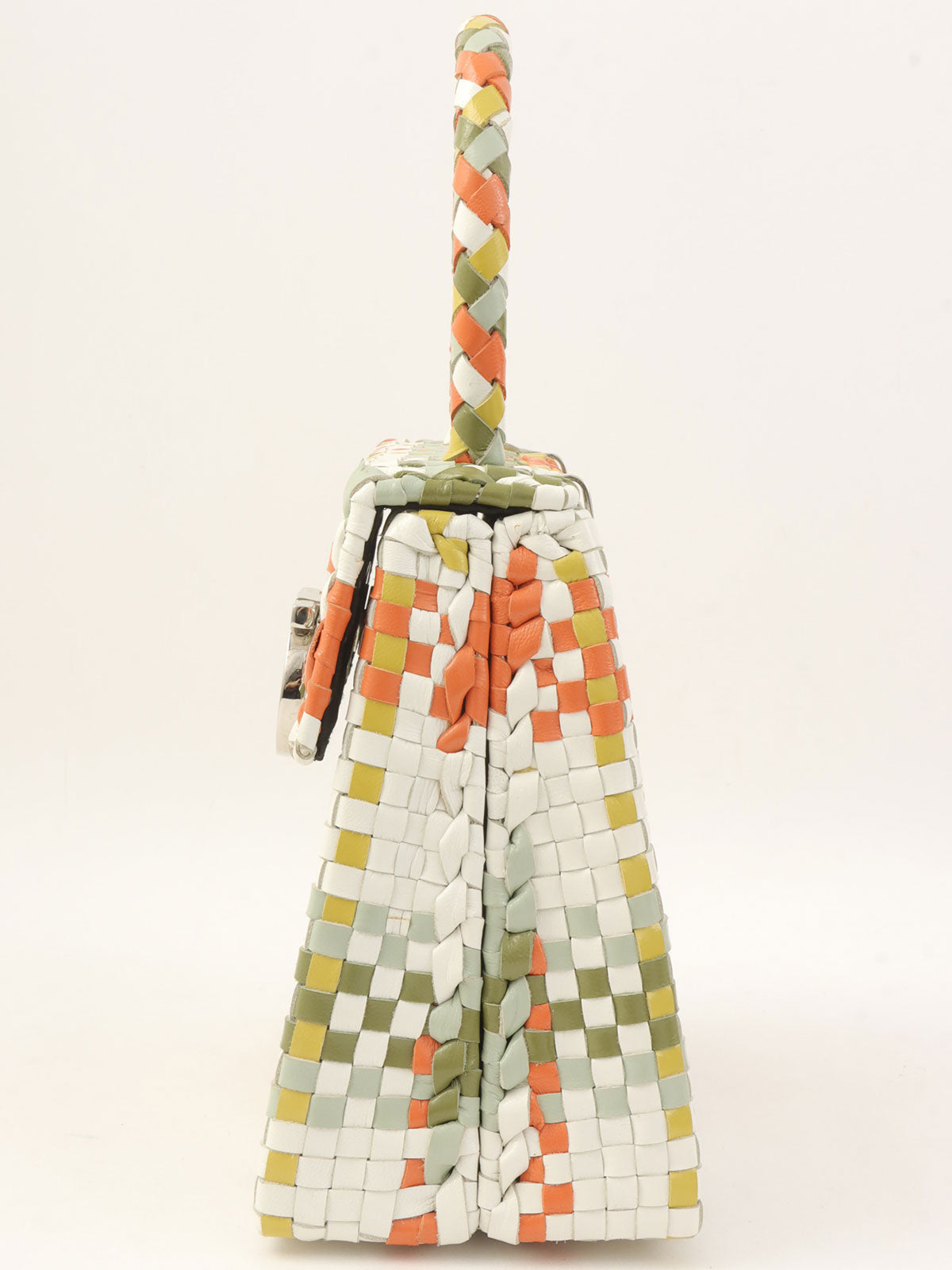 Intrecciato Gancini 橙色/绿色/多色盘形手提包