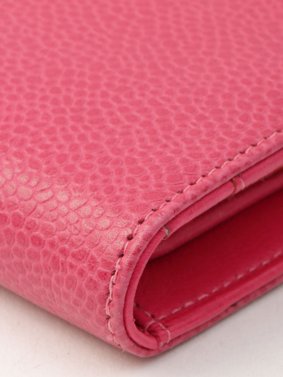 1997年頃製 キャビアスキンCCマークステッチウォレット フューシャピンク