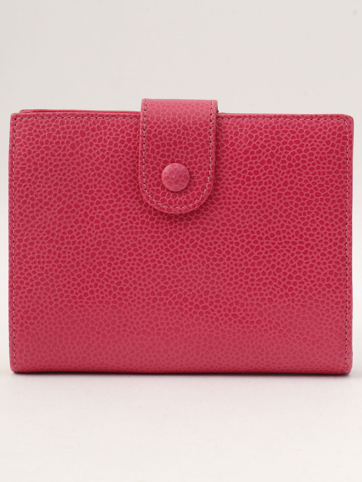 1997年頃製 キャビアスキンCCマークステッチウォレット フューシャピンク