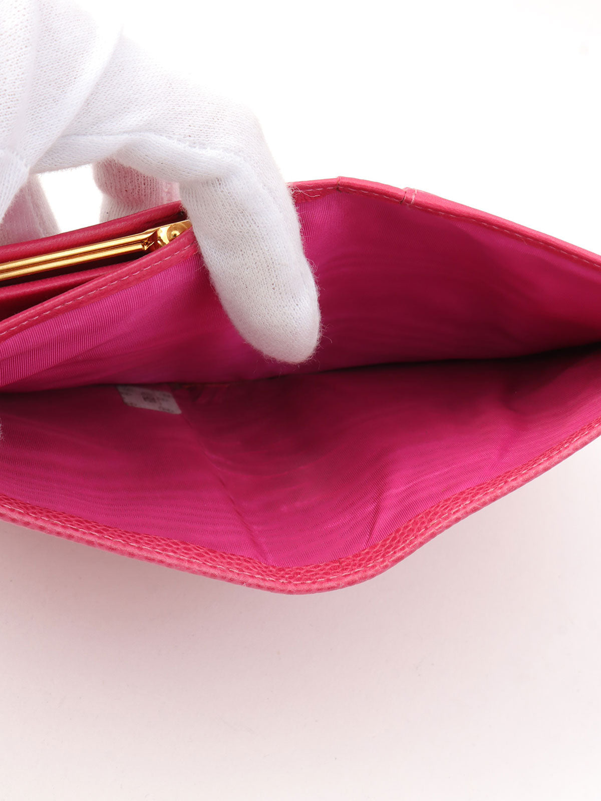 1997年頃製 キャビアスキンCCマークステッチウォレット フューシャピンク