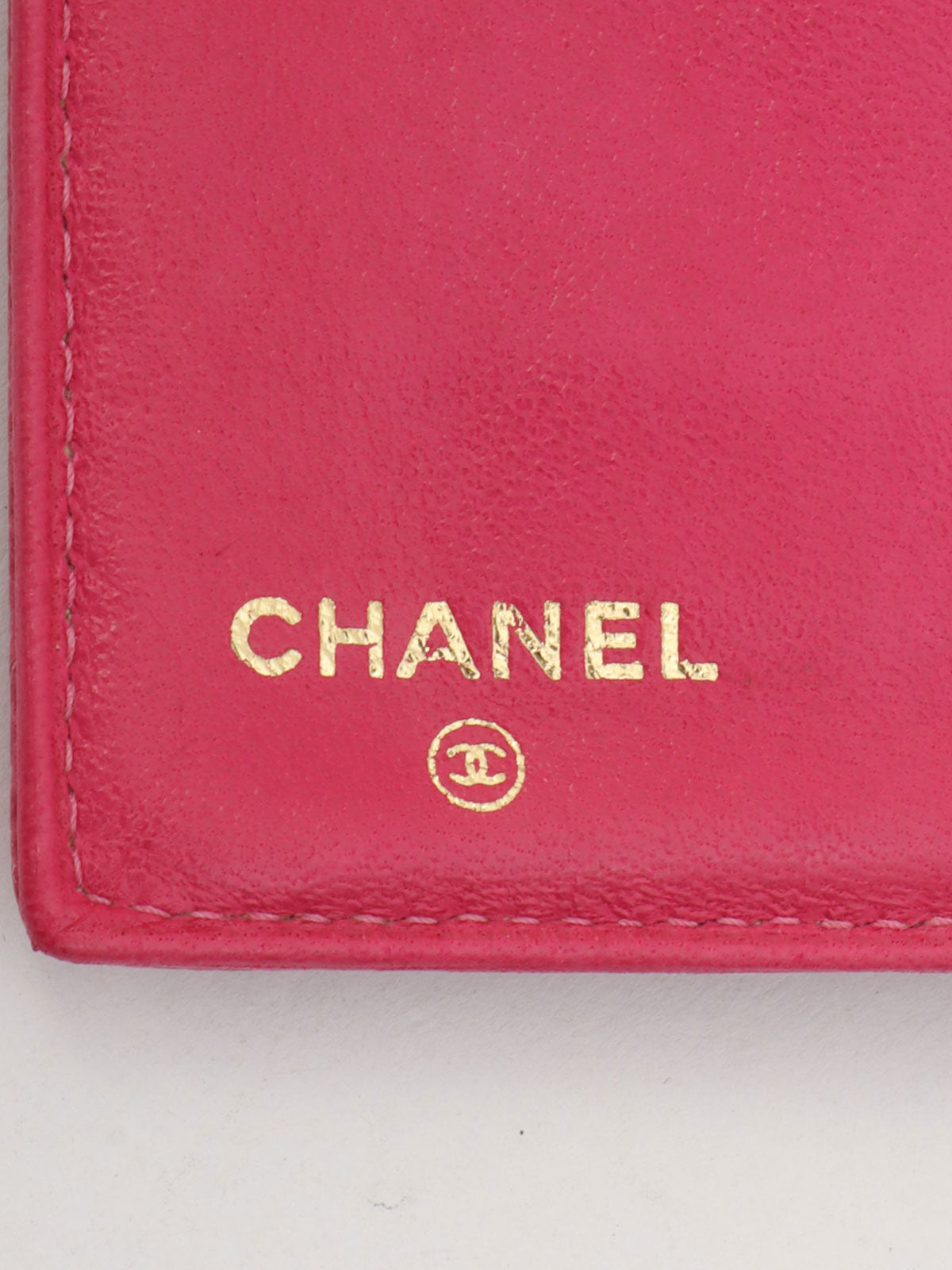 1997年頃製 キャビアスキンCCマークステッチウォレット フューシャピンク
