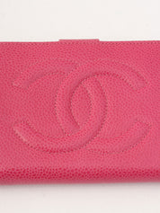 1997年頃製 キャビアスキンCCマークステッチウォレット フューシャピンク