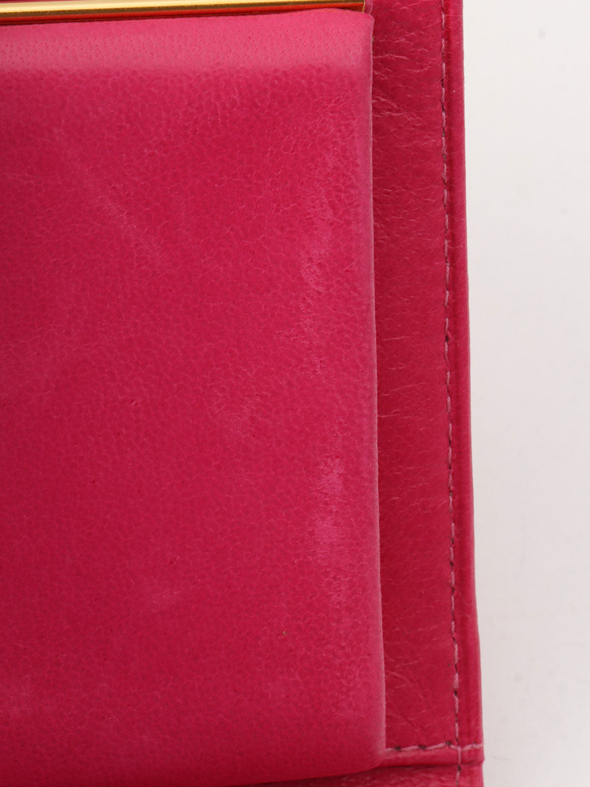 1997年頃製 キャビアスキンCCマークステッチウォレット フューシャピンク