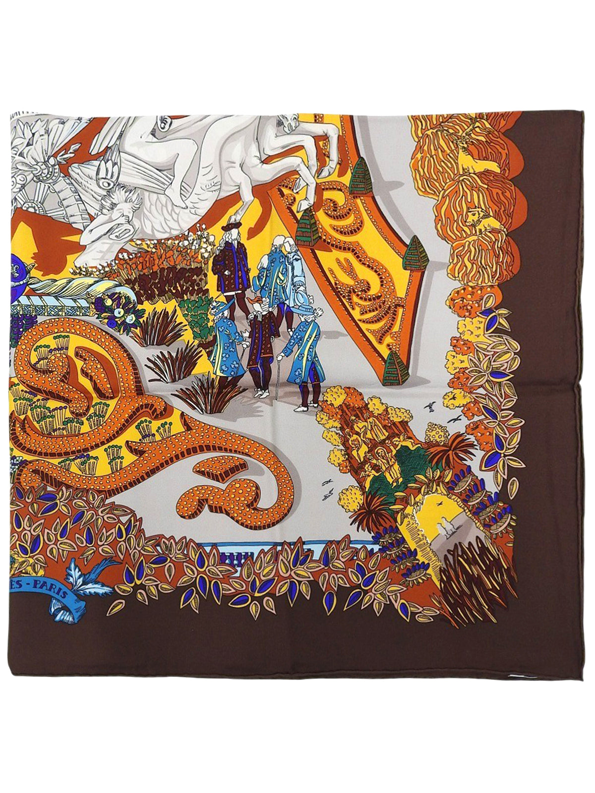 カレ90 Le Paradis du Royパターンスカーフ ブラウン