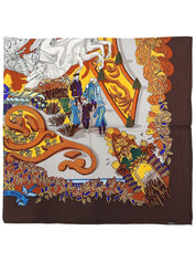 カレ90 Le Paradis du Royパターンスカーフ ブラウン