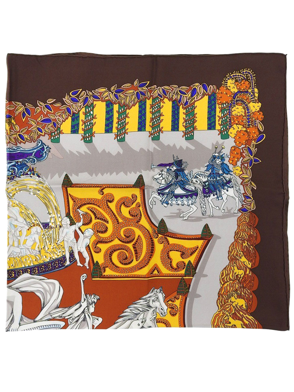 カレ90 Le Paradis du Royパターンスカーフ ブラウン