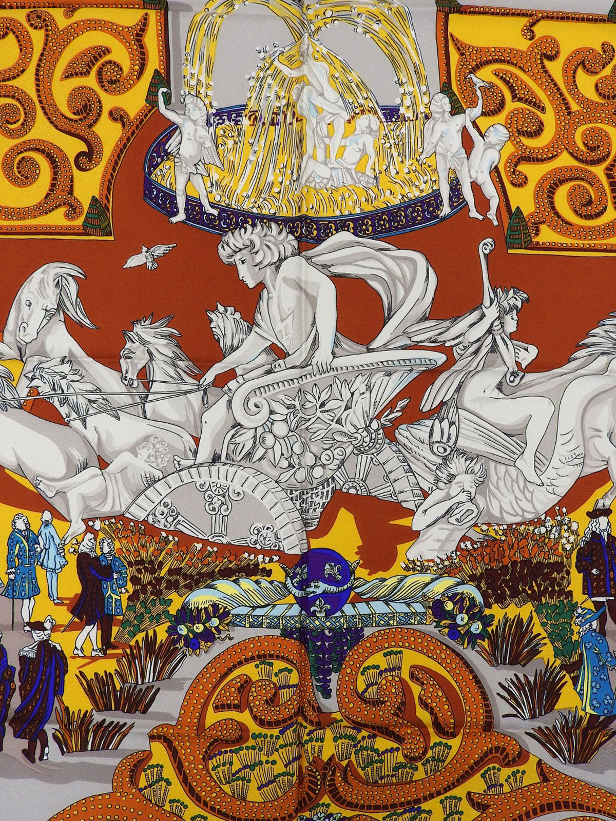 Carré 90 Le Paradis du Roy 图案围巾 棕色