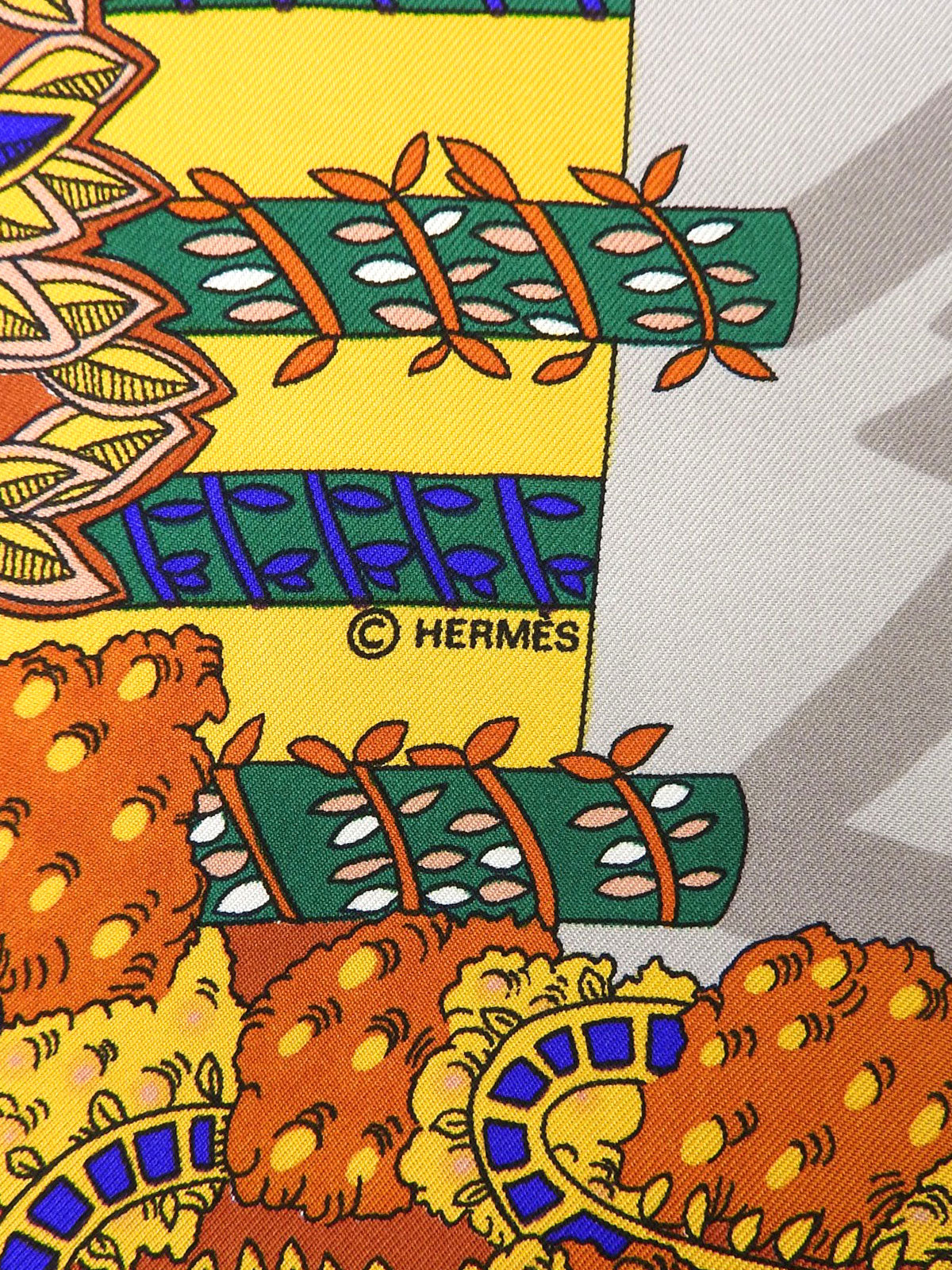 Carré 90 Le Paradis du Roy 图案围巾 棕色