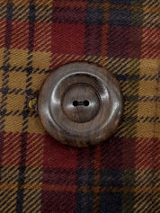 チェックパターンウッドボタンダブルブレストジャケット ブラウン/ボルドー/マルチ