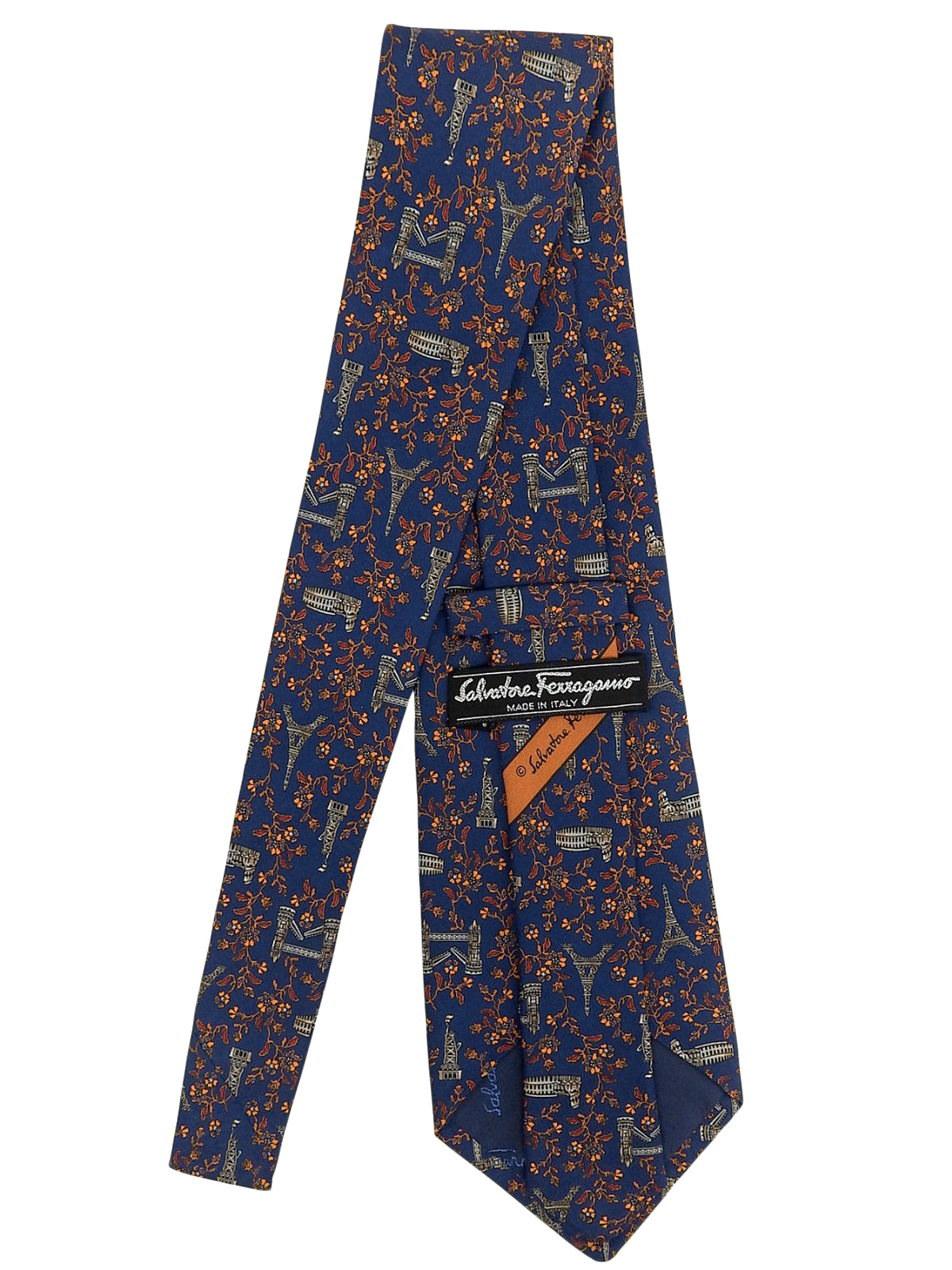Monument Flower Pattern Tie Navy/Multi