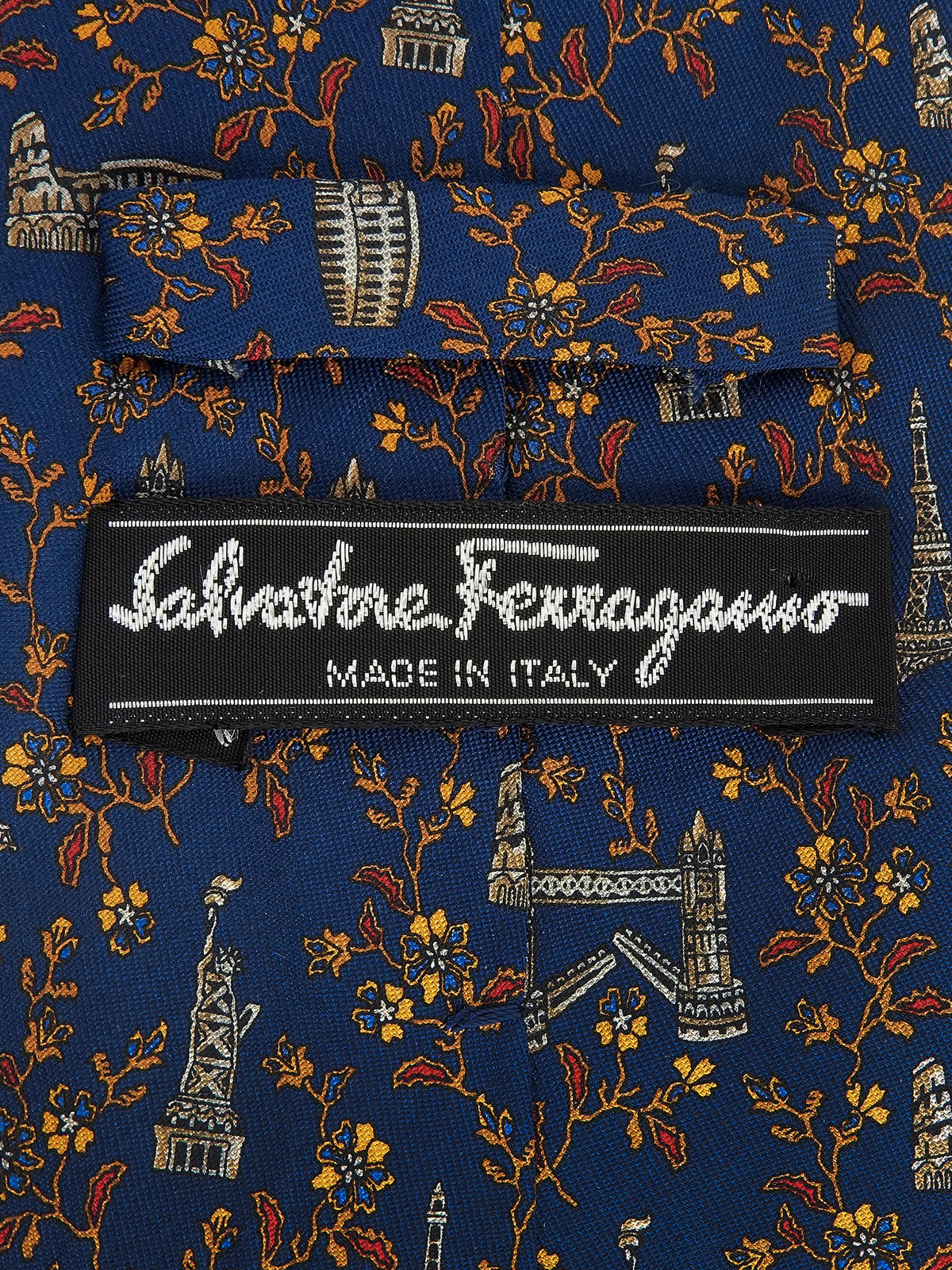 Monument Flower Pattern Tie Navy/Multi