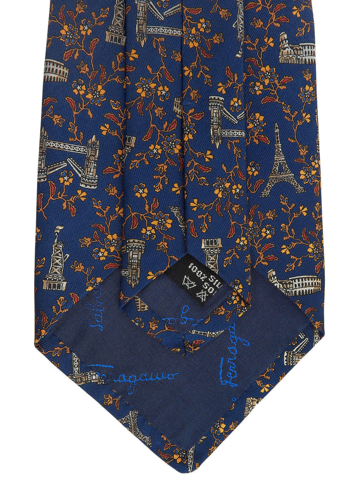 モニュメントフラワーパターンネクタイ　ネイビー/マルチ