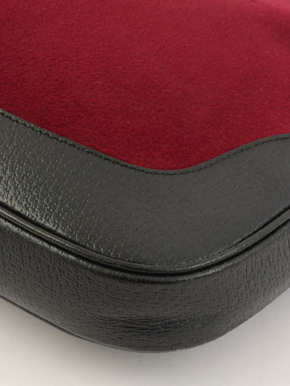 ウールレザーコンビジャッキーワンショルダーバッグ ボルドー/ブラック