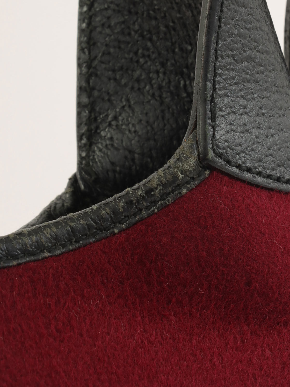 ウールレザーコンビジャッキーワンショルダーバッグ ボルドー/ブラック