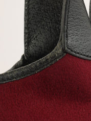 ウールレザーコンビジャッキーワンショルダーバッグ ボルドー/ブラック