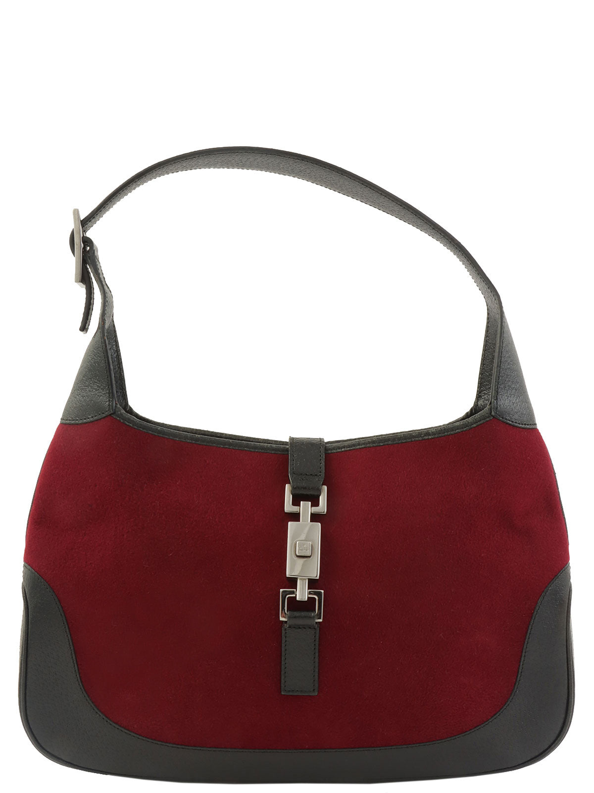 ウールレザーコンビジャッキーワンショルダーバッグ ボルドー/ブラック