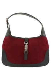 ウールレザーコンビジャッキーワンショルダーバッグ ボルドー/ブラック