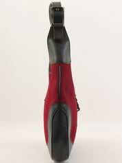 ウールレザーコンビジャッキーワンショルダーバッグ ボルドー/ブラック