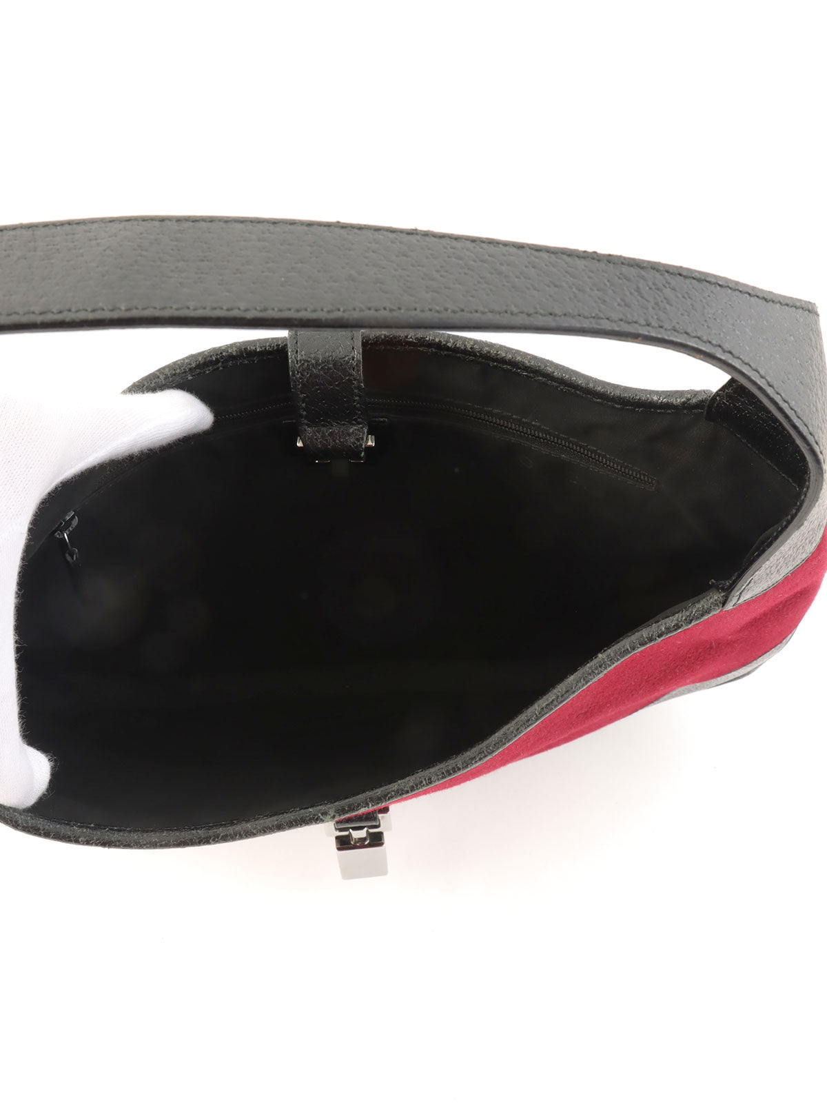 ウールレザーコンビジャッキーワンショルダーバッグ ボルドー/ブラック