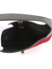 ウールレザーコンビジャッキーワンショルダーバッグ ボルドー/ブラック