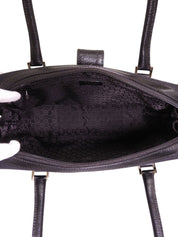 キャンバスレザーコンビGロゴプレートハンドバッグ ブラック